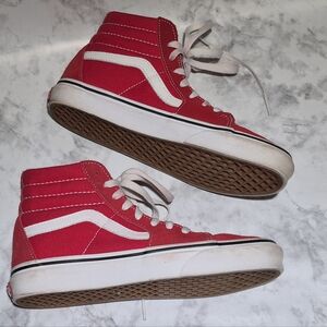 VANS Old Skool Sk8 Hi Top.721365 Red/White Shoe Men 6.5 / Women 8
